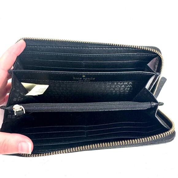 Kate Spade Needa Run Wild Meow Cheetah Leather Large Zippered Wallet - Picture 4 of 8